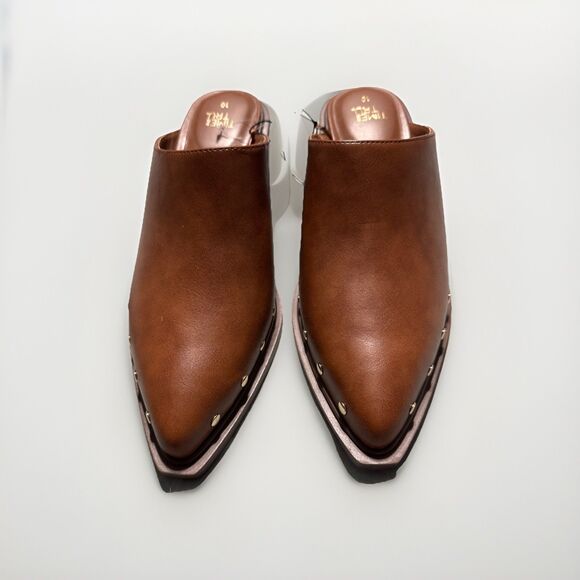 Time And Tru Women’s Block Heel Mule Brown Clogs Size 9 With Studs New With Tags - Picture 1 of 8